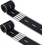 Black Road Track Tape,Toy Car Road Tape Track for Kids,Race Cars Decorations for Kids Birthday Party, 33" x 2.4" Each Roll (2 Rolls, Road Tape)