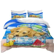 Kids Animal Dogs Art Cute Dachshund at the Beach Quilt Cover