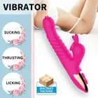 Vibrator Tongue Licking Sucking Thrusting Heating Dildo Women Adults Sex Toy