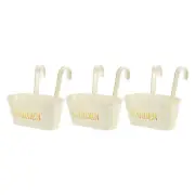 3Pcs 11" Metal Hanging Flower Pots for Railing Fence, Railing Planter Box, White
