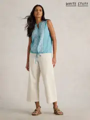 White Stuff Blue Tulip Sleeveless 100% Cotton Shirt (F48324) | $90