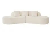 Brosa Arcea Teddy Fleece Curved 3 Seater Sofa (Cream)