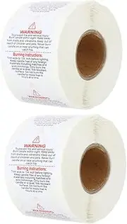 2Rolls Candle Safety Labels Self Adhesive Warning Stickers for Candle Jars Stickers Per Essential for Candle Making and Decoration Lightweight and Convenient