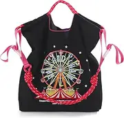 [Ball&Chain] Embroidery Ferris Wheel Nylon Tote Bag for Women, HandBags Large Capacity Casual Handbags for Mom Teacher Friend
