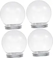 PHENOFICE 4PCS Clear Plastic Snow Globe Kit DIY Craft Water Globes for Custom Decorations Easy to Use Clean for Holiday Crafts and