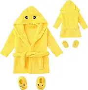[Generic] Children's Towels with Hood, Children's Bath Towel - Soft, Comfortable Winter Bath Towel Made of Plush - Children's Housewear Suit, Cute Cartoon Animal Robe Shoes for and Girls