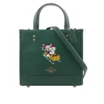 【COACH】DEMPSEY TOTE 22 迪士尼聯名款米奇米妮滑雪圖案二用托特包(深松樹綠)