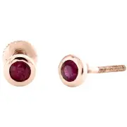 10K Rose Gold Natural Ruby Gemstone Bezel Set Solitaire Stud Earrings 1.13 CT.