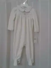 Ralph Lauren Off White Peter Pan Collar Velour Footed one piece Size 6M NWT !