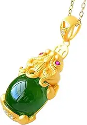 [KanDuo] Personality Jade Pendant Necklace Lucky Amulet, Jade Fortune Necklace Pendant Jade Pendant(Main Stone Color:White) (Size : Green) (Size : Green)