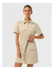 [Forever New Petite] Jupiter Utility Suede Mini Dress in Beige