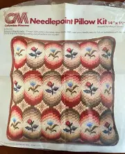 Vintage 1978 Columbia Minerva Bargello Needlepoint Pillow Kit - Tulip & Rose