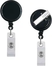 5 Pack Retractable ID Badge Holder Badge Reels with Swivel Alligator Clip Bulk Pack Badge Holders by Premium Badges (5 Packs, Black)