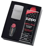 Zippo Gift Set - Lighter and Fluid - Street Chrome