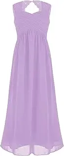 [FEESHOW] Kids Lace Chiffon Wedding Bridesmaid Flower Girls Dress A-Line High Waist Ruched Formal Ball Maxi Gown