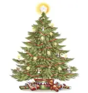 Christmas Tree Candle Ribbon Star Overglaze Waterslide Ceramic Decals
