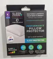 Sleep Charge Nanobionic King Size Pillow Protector/Case, Soft & Quiet Material