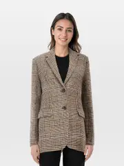 Weekend Max Mara Brown Wool Checkered Blazer