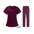 Woman Nurse Scrubs Set Uniform Red Nursing Work Clothing for