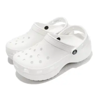 【Crocs】布希鞋 Classic Platform Clog W 女鞋 白 洞洞鞋 厚底 涼拖鞋 卡駱馳(206750100)