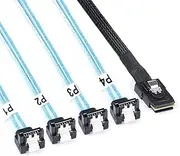 ADCAUDX Mini SAS to SATA Cable: 0.5M SFF-8087 to SATA 90 Degree Right Angle Forward Breakout Cable SFF8087 SAS Controller to Hard Drive (1.6FT)