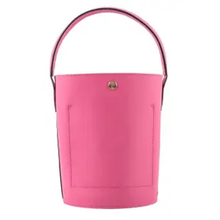 【LONGCHAMP】EPURE 牛皮釦式手提水桶包(紫紅色)
