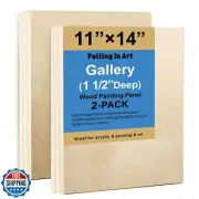 Falling in Art 2 Pack Unfinished Wooden Canvas Panels, 11x14 Gallery Birch Wo