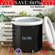 Portable Ice Bath Tub 80X80CM Inflatable Folding 300L Bathtub Spa Massage New
