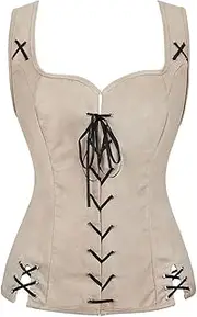 [OFFSUM] Women's Sexy Corset - Solid Color Lace Up Bustier Party Clubwear Large Size Adjustable Strapless Backless Summer Lingerie Clothing Top