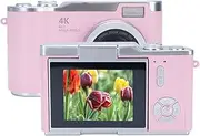 48MP Digital Zoom Camera, 1080P Resolution, 18X Electronic Zoom with LED Fill Light, for Selfie Taking and Content Previewing (Pink)