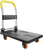 Foldable Push Cart,72 * 43Cm/28.3 * 16.9″, Load160kg/352.7Lb Heavy-Duty Platform Trolley with Universal Wheels, Handing Household Items, Office Supplies