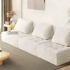 Oikiture 3PCS Modular Sofa Lounge Chair Armless TOFU Back Sherpa White