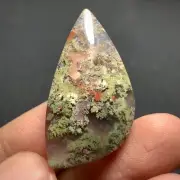 Scenic Moss Agate Cabochon 35x19x6.5mm High Quality 26.5 ct