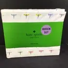 Kate Spade Bed Sheet Set Dragon Fly Deep Fitted 100% Cotton Percale Queen