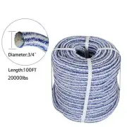 24 Strand Braid Polyester Rope 3/4" × 100' Arborist Tree Climbing Rope 20000Lbs
