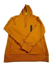 All In Motions Mens Cotton Fleece Sweatshirt Pull Over Orange Small Long Sleeve