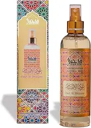 Oud Al Ibtisam Attar Al Faraash by Dukhni | 250ml Non Alcoholic Spray | Arabic Natural Mist | Air Freshener, Room Mist, Fabric & Linen Spray | Perfect for Prayer mats, beds, Sofas, Curtains | Halal
