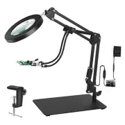 Magnifying Glass with Light and Stand, 3-in-1 Gooseneck Arms 3 Color Modes