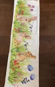 Isaac Mizrahi Easter Table Runner Easter Bunny Floral Print New 14”x48”