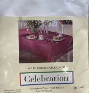 CELEBRATION Permanent Press Soil Release WHITE 70” Round Solid Color Tablecloth