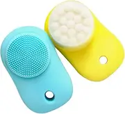 LIFKOME Mini Electric Facial Scrubber Face Brush Set 2pcs Cleansing Brush for Face Scrub
