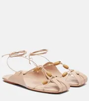 [Farm Rio] Farm Rio Beaded leather sandals AU 10 pink