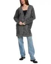 Vintage Havana Washed Corded Terry Long Cardigan