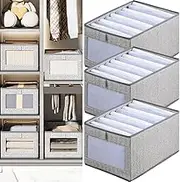 BLAZDEVE 3Pcs Foldable Clothes Storage Boxes with Clear Window and Handle, Wardrobe Shelves Drawers Organisers for Jeans Shirts Leggings Sweaters and Toys (M)