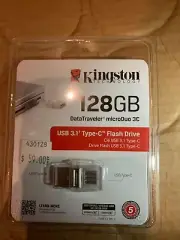 Kingston 128GB microDuo 3C USB 3.1 type-C Flash Drive DTDUO3C/128GB