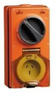 Clipsal 56-SERIES SWITCHED SOCKET 250V 3-Pin Flat, Vertical ORANGE- 10A Or 15A