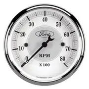Autometer In Dash Tachometer Ford Hotrod Style White Face - 8,000 RPM, 3 1/8 Inch, AU880088