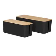 Bamboo Box Cord Organizer - Set of 2