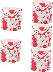 5 Rolls Decorative Bloody Toilet Paper Rolls Halloween Themed for Bathroom
