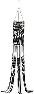 Halloween Garden Black & White Stripe Windsock Lights Halloween Lighted Windsock for Patio Yard Pathway Party Decor